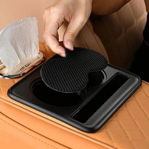 Multifunctional Car Armrest Cushion, Armrest Storage Box, Car Armrest Cover, 5-in-1 Center Console Coverwith 2 Storage Bags Cup Holder, Tissue Box Slot, Phone Slot (Beige) — view 4