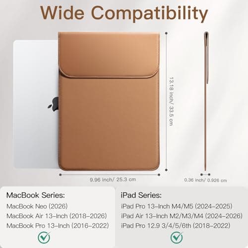 JETech Slim Laptop Sleeve for 13-Inch Devices, Brown — view 2