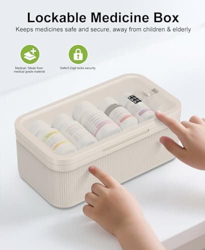 Dayear Lockable Storage Box with Combination Code (9.25"x5"x3.6"), Secure Medicine Safe, Phone lock box and fridge safe, Snack Box for Home/Office/Travel/School - BPA-Free/Beige — view 5