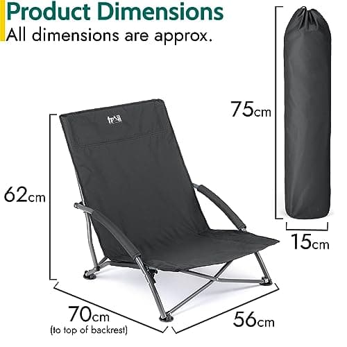 Trail Sisken Low Folding Beach Chair, Black — view 3