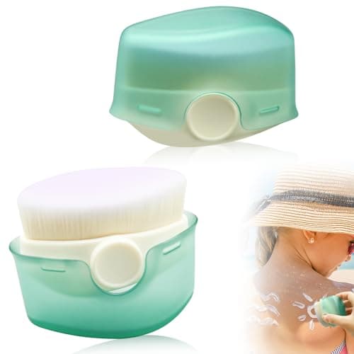 2Pcs Sunscreen Brush and Lotion Applicator for Kids With Protective Caps - Sun Cream Brush for Outdoor Travel (Green)