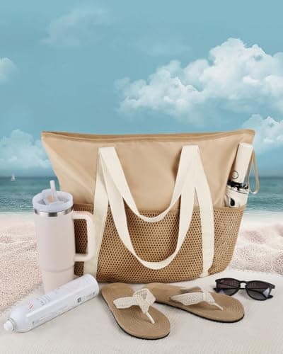 HOMESPON Beach Bag Large Waterproof Tote for Women with Zipper — view 3