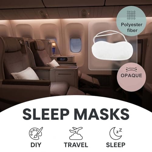 Hopzab 8 Pcs White Polyester Eye Masks for Sleeping, Lightweight & Comfortable Blindfolds, Adjustable Fit for Travel & Crafting — view 4