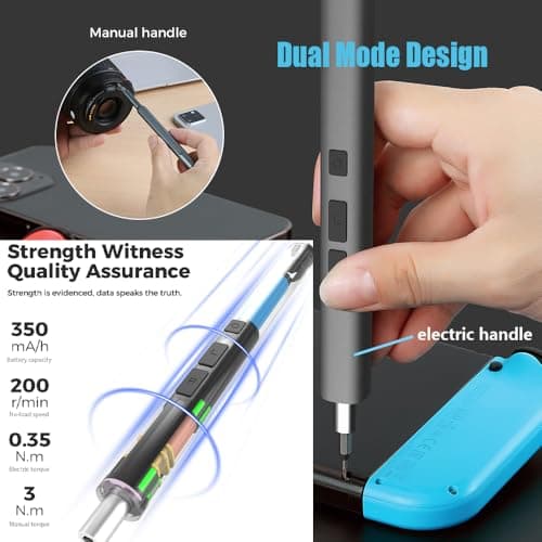 aiworth Mini Electric Screwdriver - 57 in 1 Precision Cordless Rechargeable Screwdriver with S2 Bits Small Repair Tool Kit for Mobile Phone, PC, MacBook, Watch, Camera, Laptop — view 5