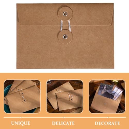 20pcs Reusable Kraft Paper Filing Envelopes with String Closure Brown — view 3