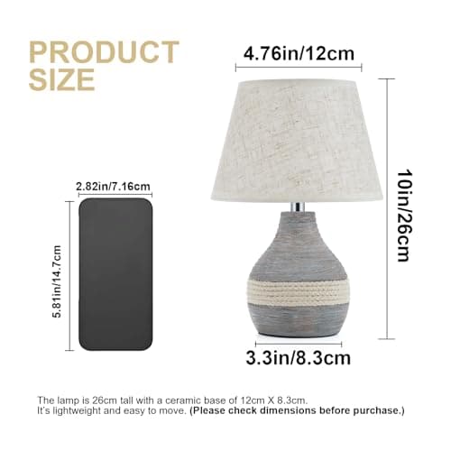 INTELIVE 10" H Small Rechargeable Cordless Ceramic Table Lamp, Coastal — view 3