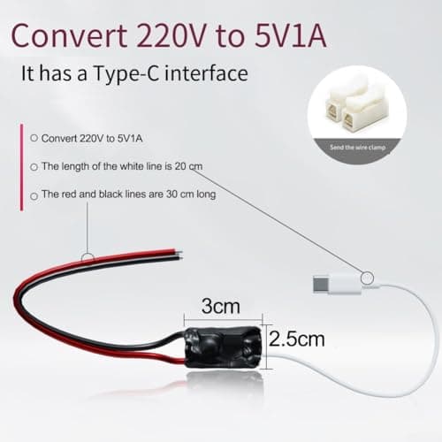 220V to 5V 1A Power Adapter Transformer Voltage Converter with Overload Protection for Wireless Camera Home Monitoring Device(Type-C port) — view 4
