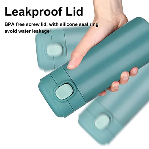 YINJAM 450ML Travel Mug Reusable Coffee Cup Insulated Thermal Mug Stainless Steel Leakproof Flask Tumbler for Hot Cold Drinks (Blue) — view 3