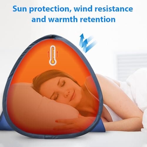 RNPKZ Pop Up Beach Tent, Mini Sun Shade Tent with Zipper Pocket & Storage Bag, Portable Sun Shelter, Pop Up Tent, Pop Up Beach Shelter for Face & Head UV Protection, for Adult, Kid & Pets (Blue) — view 5