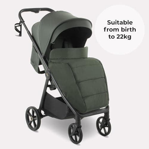 My Babiie MB170 Plus Pushchair – from Birth to 4 Years (22kg), 4-Wheel Suspension, Large Basket, XL Canopy, Foldable, Compact, Stroller with Footmuff, Cup Holder, Rain Cover – Green — view 3