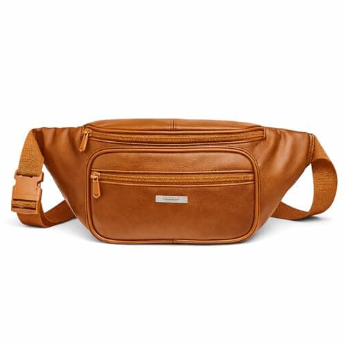 Woodland Leathers Genuine Leather Bum Bag, Durable Waterproof Waist Bag for Men and Women, Ideal for Travel, Festivals, Dog Walking, Fashion Bum Bag and Running Fanny Pack (Tan 6)