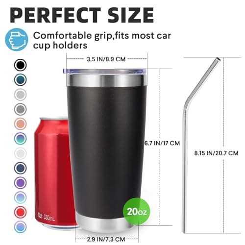 Volhoply 20oz 550ml Travel Insulated Tumbler with Lid and Straw Bulk 4 Pack, Double Wall Stainless Steel Coffee Mug Fits Cup Holder,Powder Coated Cups for Hot & Cold Drinks, BPA Free（Mix,4 Set） — view 2