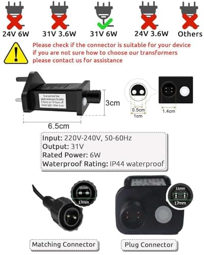 Dekofun Transformer for Christmas Lights 6W 31V Transformer Plug, 9 Modes Christmas Tree Lights Plug Adapter with Timer Function, IP44 Waterproof for XMAS Lights, Festoon Lights, String Lights — view 2