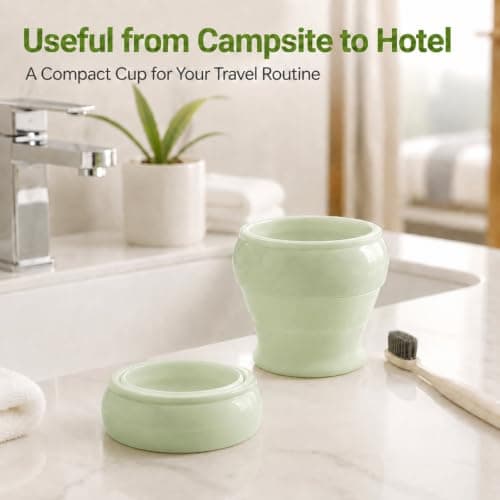 Collapsible Silicone Cup with Lid & Lanyard,Foldable Travel Mug for Camping — view 3