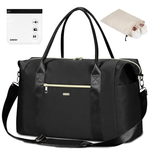 WANDF Cabin Bag 45x36x20 for Easyjet Underseat Travel, TSA Approved Quarts & Shoes Bags, Carry on Hand Luggage Weekend Bag for Women and Men (Black 32L)