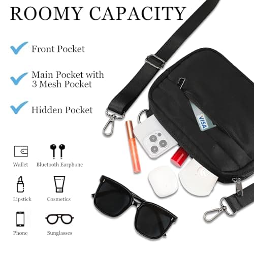 MAXTOP Small Crossbody Bags for Women Men Cell Phone Bum Bag Purse Fanny Pack with Adjustable Strap Black Sling Bag for Traveling Casual Festival Gifts — view 3