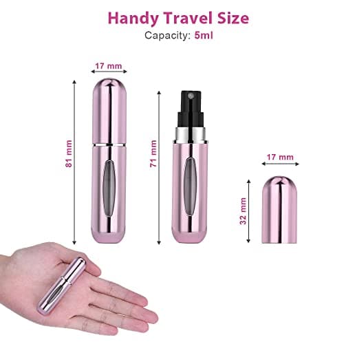 ACWOO 5 PCS 5ML Perfume Atomiser Bottles, Refillable Fine Mist Spray Bottles, Mini Travel Perfume Atomizer, Underfill Empty Travel Bottle Portable Purse Spray Bottle for Men and Women — view 2