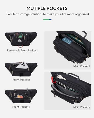 Waterfly Bum Bag Large Waist Fanny Pack with Multi-Pockets for Men Women — view 4