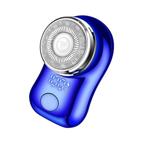 Compact Portable Shaver for Men USB Rechargeable Wet & Dry Grooming with Precision Ideal Travel Trimmer Facial Hair Remover Smooth Tool (Blue, One Size)