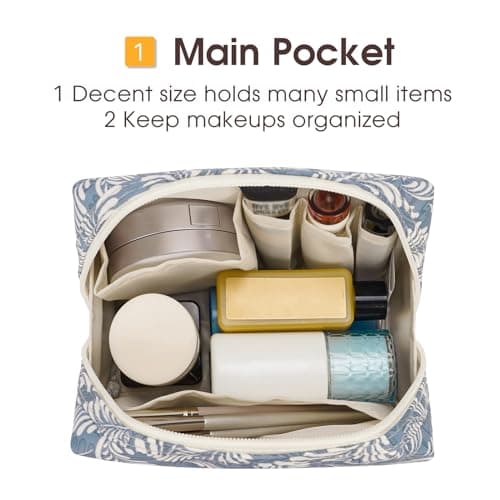 Blue Leaf Small Cute Cosmetic Bag - Mini Makeup Pouch for Handbag & Travel — view 4