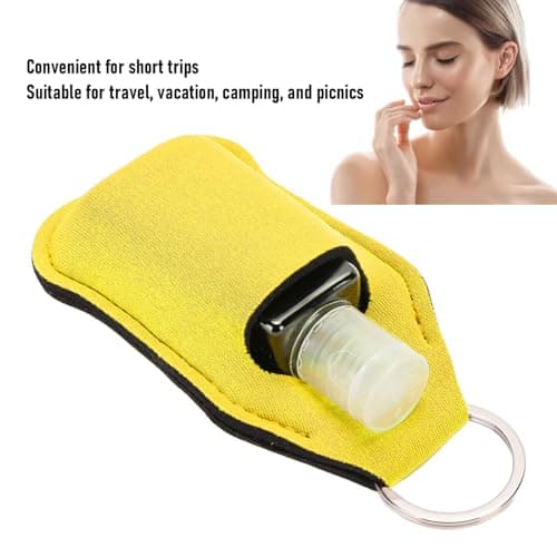 Omquot 20 Pcs Refillable Leak Proof Squeeze Bottle Keychain for Travel Camping with Neoprene Pouches, Yellow, #813 — view 3