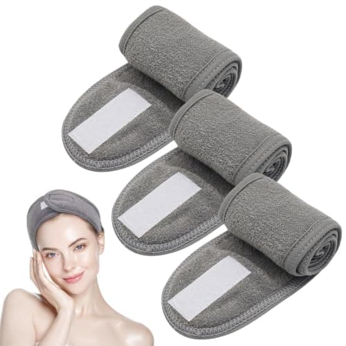 3 Pieces Grey Spa Facial Headband Makeup Hair Bands for Women's hair