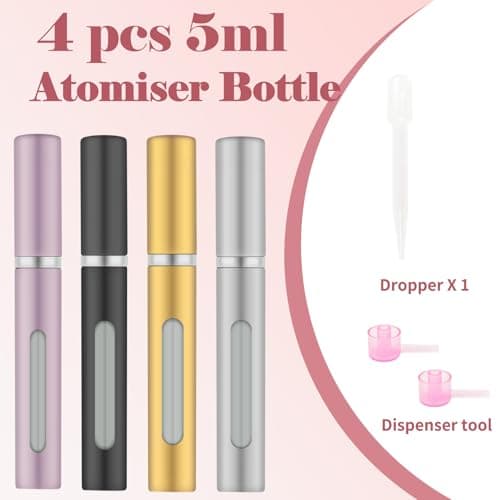 OBSGUMU 4pcs Mini Perfume Travel Bottle, Perfume Atomiser Refillable, 5ML Spray Bottles, Portable for Travel Holiday, Outdoor Activities and Business — view 5
