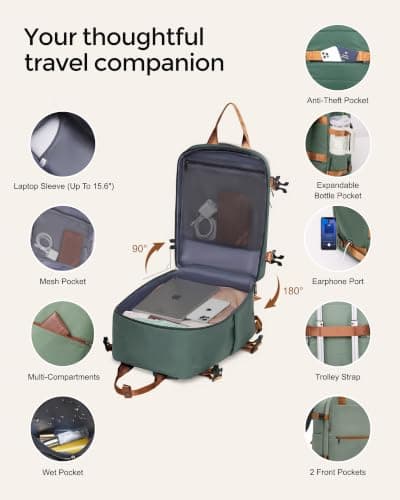 COOLIFE 55×40×20 Cabin Suitcase + 40x30x20cm Ryanair Cabin Bag EasyJet Set — view 6