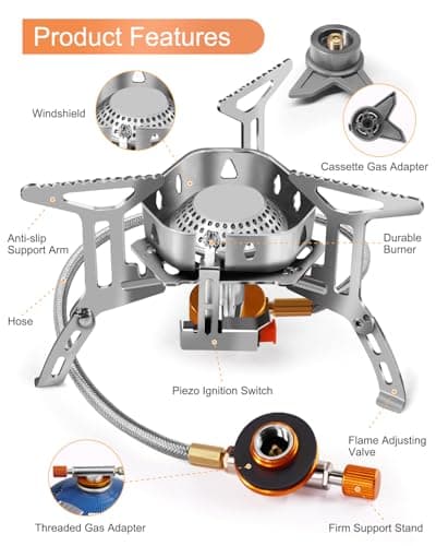 AUTOPkio 3500W Camping Gas Stove Portable, Windproof Backpacking Stove — view 6