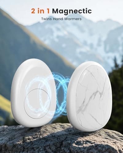 coldSky Handwarmers Rechargeable 2 Pack, 4000mAh Pebble-Shaped Electric Hand Warmer with Magnetic, Reusable Portable Pocket Heater, 2s Fast Heating,Up to 8 hrs, Idea Santa Gifts for Men, Women White — view 4