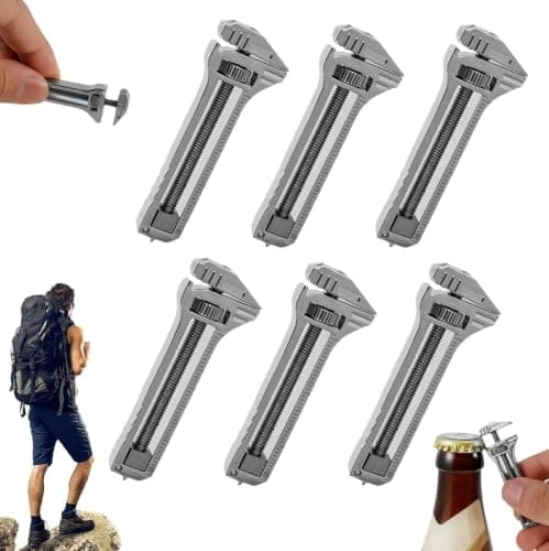 Compact Titanium Multitool, Portable Mini Multitool Wrench, Adjustable Wrench Alloy Tool with Bottle Opener, Nail Puller, and Caliper, for Home, Camping, and DIY Projects，6pcs — view 2