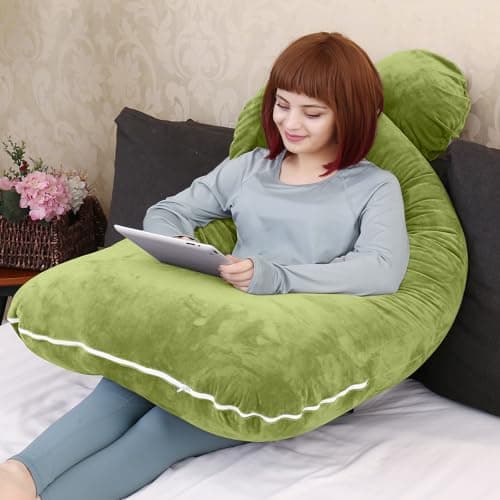 TaiBest U Shaped Full Body Pregnancy Pillow with Removable Cover for Maternity Women,Pregnancy Pillows for Sleeping,Support for Back, Legs, Belly,55 Inch Pregnancy Pillow for Women (Cotton, Green) — view 5