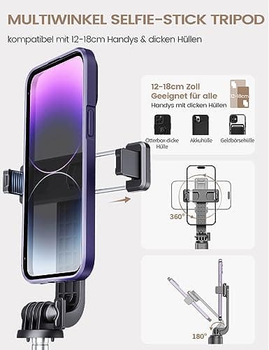 ANXRE Extendable Selfie Stick with Wireless Detachable Remote — view 5