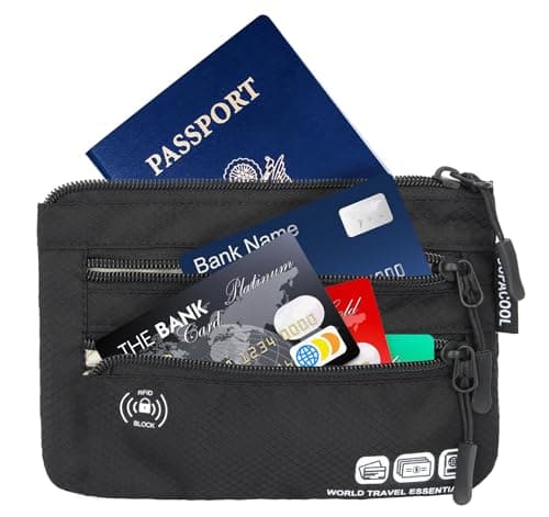 SUPACOOL RFID Passport Holder Wallet Bag for Men Women Family, Passport Pouch for Travel,Card Holder Organizer, RFID Blocking, Travel Wallet, 2pcs Set (Black) — view 3