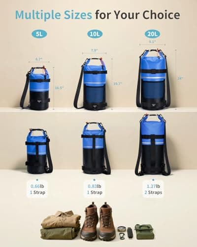 ECOHUB Waterproof Dry Bag with Waterproof Phone Case, 20L Roll Top Lightweight Dry Backpack with Long Adjustable Shoulder Strap for Kayaking Hiking Canoeing Floating Rafting Swimming, Dark Blue — view 2
