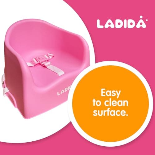 LADIDA Portable Booster Seat, Travel High Chair, Suitable for Feeding and Dining (Pink) 416 — view 5