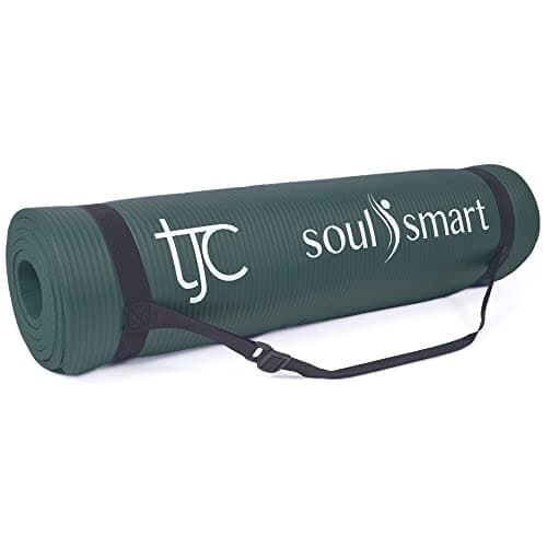 TJC 10MM Thick Green Yoga Mat for Women & Men, Non-Slip Exercise Mat