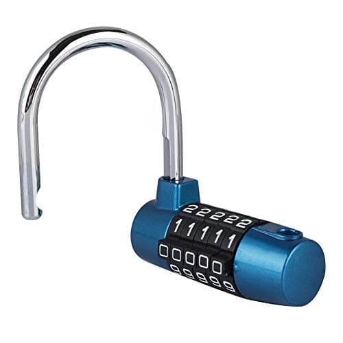 5 Digit Padlock, Zinc Alloy Code Lock U-Shaped Door Combination Lock for Gym, School & Employee Locker (Blue) — view 5