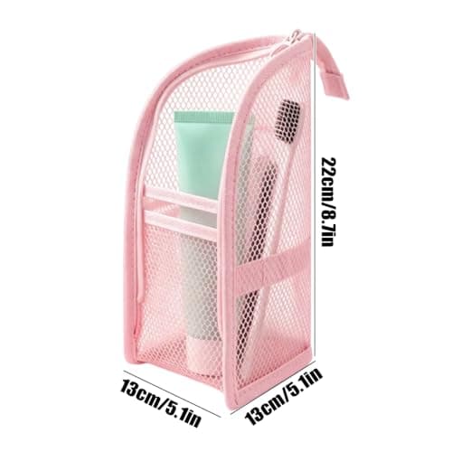 Travel Toiletry Bag Freestanding Large Capacity Waterproof Makeup (Pink) — view 6