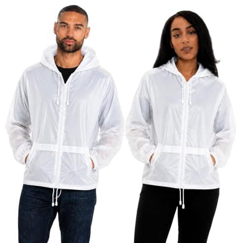 Style It Up Unisex Mens Ladies Water Resistant Plain Raincoat Kagools Jacket Hooded Cagoule (WHITE, M) — view 2