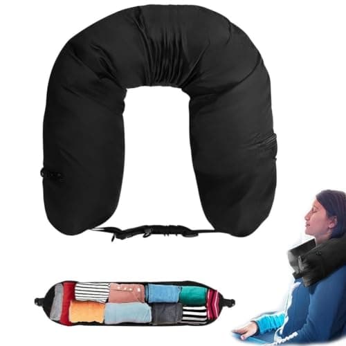 Nylon U Shaped Pillow Pouch Travel Neck Pillow Case Compact Luggage