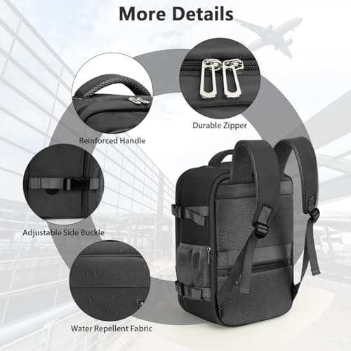 OTAHGK Cabin Bags 40×30×20 for Ryanair Underseat Carry-ons Travel Backpack Hand Luggage Bag Flight Rucksack Casual Daypack School Office Backpack Fit 14 Inch Laptop with USB Charging Port-Black — view 4