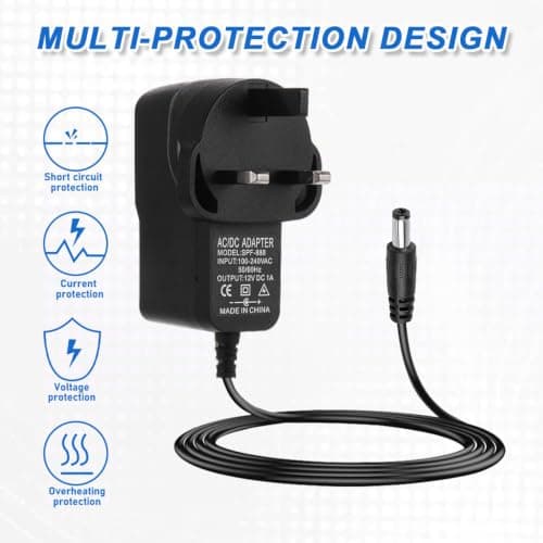 Vaniika 12V 1A Power Supply Adapter, UK AC/DC Adapter 100-240V 50/60Hz to DC 12W Converter Charger, 5.5x2.1mm DC Plug for Kids Ride on Car LED Strip Lights Router — view 4