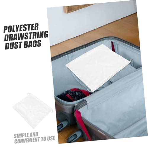 IMIKEYA White Polyester Drawstring Packaging Bag with Adjustable Drawstring Closure for Handbags and Clothes Storage, Dustproof Purse Protector Bag for Travel and Everyday Use — view 3