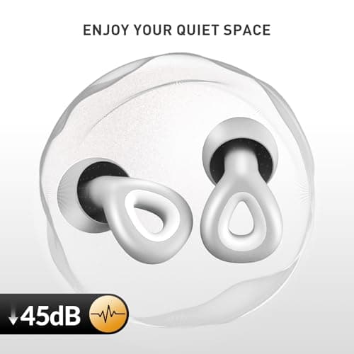Silicone Ear Plugs for Sleeping, Flying & Concerts – Ultra-Soft Reusable Noise Reducing Earplugs (23dB SNR) | Premium Custom Fix | 6 Tips for Sleep, Travel, Studying & Hearing Protection (Grey — view 2
