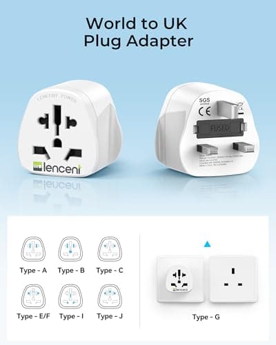 LENCENT World to UK Travel Adapter, 2 Pack Universal to Type G Plug Adaptor — view 2