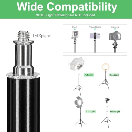 BOLLUMA 2x 70cm Mini Light Stand, Aluminium Travel Tripod Stand, Adjustable Lightweight Studio Outdoor Photography with 1/4" Screw, 2kg Load, for Ring Light, Flash, Softbox, Podcast, 2 Packs — view 2