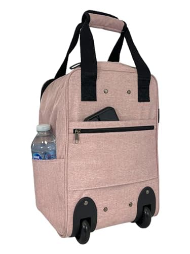 Bordlite RyanAir Approved Cabin Holdall on Wheels, Extendable Handle, Multi Pocket Twill Travel Bag - 40x25x20cm - Pink — view 4