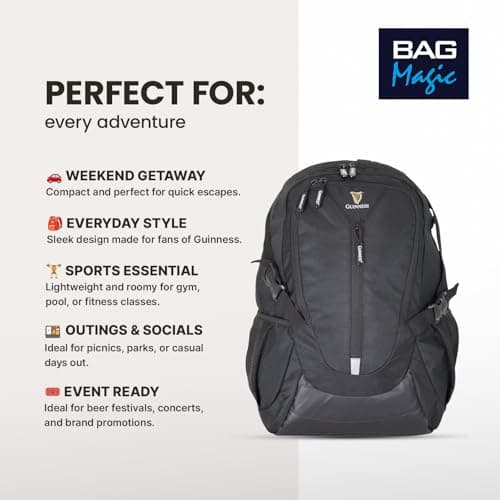 Guinness Holdall Travel Bag & Backpack Set – Lightweight Cabin Luggage Bundle for EasyJet & Ryanair | Sports, Gym & Weekend Travel Bags | Official Guinness Black Luggage — view 3