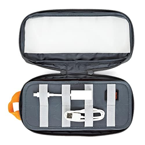 Lowepro GearUp Pouch Medium, Essentials Case, Travel Case for PC Cords, Cables, Adapters, Batteries, Chargers and USB Sticks, Laptop Accessory Case, Made of Recycled Fabric, Grey — view 5